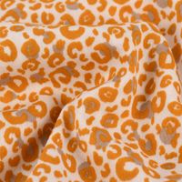 Double Gauze Musselin glatt Leopardenmuster weiß beige ocker 1.35m