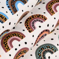 Baumwolljersey Regenbogen Leopardenmuster Punkte weiß blau schwarz 1.5