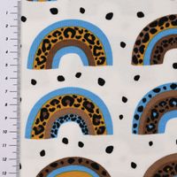 Baumwolljersey Regenbogen Leopardenmuster Punkte weiß blau schwarz 1.5