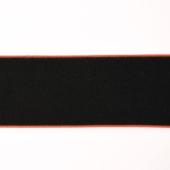 Gummiband mit farbigem Rand schwarz orange Breite: 4cm