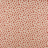 Dekostoff Leinenlook Poppy Flower Mohnblüten Allover natur rot 1.40m