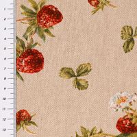 Dekostoff Strawberrys Growing Erdbeeren natur rot grün 1.40m
