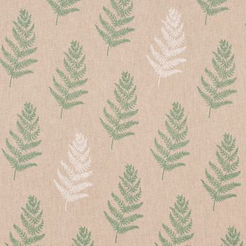 Dekostoff Leinenlook Fragile Fern Farnblätter natur grün 1.40m