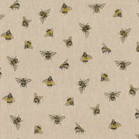 Dekostoff Leinenlook Bee Buzzing Bienen Hummeln natur gelb 1.40m