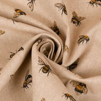 Dekostoff Leinenlook Bee Buzzing Bienen Hummeln natur gelb 1.40m