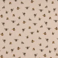 Dekostoff Leinenlook Bee Buzzing Bienen Hummeln natur gelb 1.40m