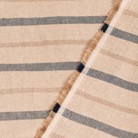 Dekostoff Dobby Leinenlook Riviera Small Streifen natur blau 1.40m