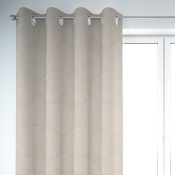 SCHÖNER LEBEN. Vorhang Jacquard Blätter hellbeige weiß 245cm