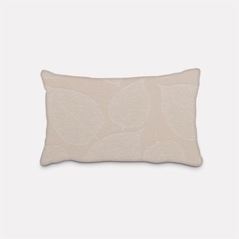 SCHÖNER LEBEN. Kissenhülle Jacquard Blätter hellbeige weiß