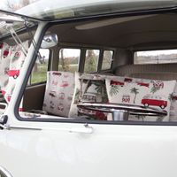 Dekostoff Gobelin Premium VW Palm Hawaii VW-Bus Bulli beige rot 1.4m