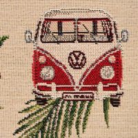 Dekostoff Gobelin Premium VW Palm Hawaii VW-Bus Bulli beige rot 1.4m
