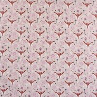 Baumwollstoff LOUNA Reh Boho Blumen hellbeige braun weiß rosa 1.5m
