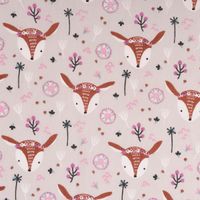 Baumwollstoff LOUNA Reh Boho Blumen hellbeige braun weiß rosa 1.5m