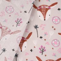 Baumwollstoff LOUNA Reh Boho Blumen hellbeige braun weiß rosa 1.5m