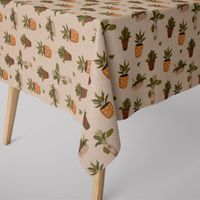 SCHÖNER LEBEN. Tischdecke Blätter Pflanzen Vase Pflanztopf natur gelb