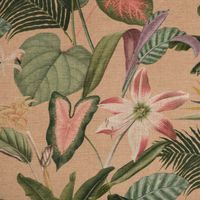 Outdoorstoff Dralon Exotik Blumen beige grün rosa 1.40m