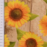 Outdoorstoff Dralon Sonnenbumen Holzlatten beige gelb 1.40m