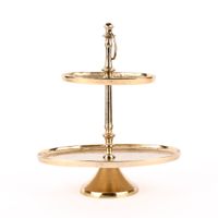 Etagere oval Metall Strukturoberfläche 2stufig Aluminium goldfarbig 29.5x20x31cm