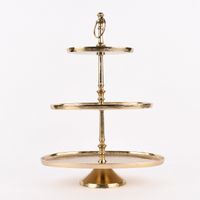 Etagere oval Metall Strukturoberfläche 3stufig Aluminium goldfarbig 36x23x49cm