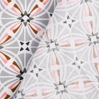 Baumwollstoff CAPUCINE Mandala Retro Blume grafisch weiß grau braun ro