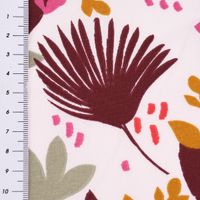 Baumwollstoff SAORI Blätter Palmenwedel weiß rot pink senf 1.50m