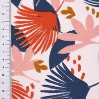 Baumwollstoff SAORI Blätter Palmenwedel weiß blau orange rosa 1.50m