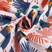 Baumwollstoff SAORI Blätter Palmenwedel weiß blau orange rosa 1.50m