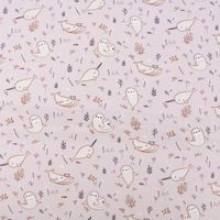 Baumwolljersey WALINA Wal Robbe Pflanzen hellbeige weiß braun lila 1.5