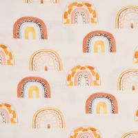 Baumwolljersey Digitaldr. Regenbogen fegemustert offweiß orange ocker