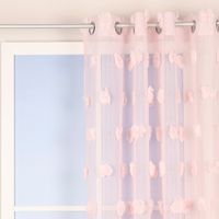 Ösengardine Leinenoptik mit Pompons uni rosa 140x260cm