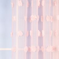 Ösengardine Leinenoptik mit Pompons uni rosa 140x260cm