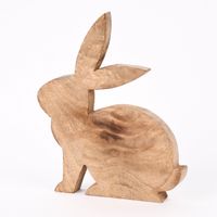 Osterhase Holzhase aus Mangoholz naturbraun 19x25x2cm