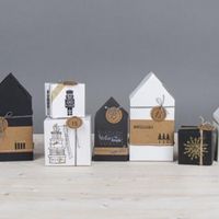 Rayher Geschenkboxen Faltschachteln Haus 3 Stück schwarz 10x7.5x20cm
