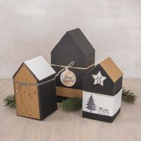 Rayher Geschenkboxen Faltschachteln Haus 3 Stück schwarz 10x7.5x20cm