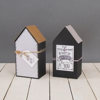 Rayher Geschenkboxen Faltschachteln Haus 3 Stück schwarz 10x7.5x20cm