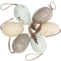 Rico Design  Eier-Anhänger Ostereier mit Federn Pastell Mix 6Stk
