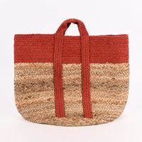 Aufbewahrungstasche rund geflochten natur terrakotta 35x30cm