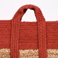 Aufbewahrungstasche rund geflochten natur terrakotta 35x30cm
