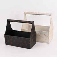 Pflanzenkiste Holz-Tragekiste Vintage schwarz weiß 2er Set
