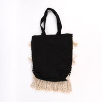 Tasche Boho Chic Fransen natur schwarz 38x42x10cm