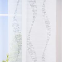 Gardinenstoff Paneele Meterware Querstreifen Bambus-Optik weiß mint grau 60cm Breite