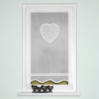 Fensterbehang Türbehang Batistoptik Applikation Herz mit Häkelborte 180x60cm