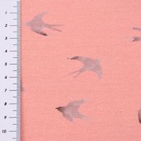 Baumwolljersey Digitaldruck Vögel Schwalben rosa taupe 1.5m Breite