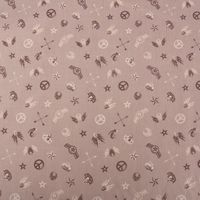 Baumwollstoff Popeline Militär Sterne Abzeichen taupe braun beige 1.5m Breite