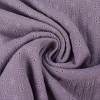 Double Gauze Musselin Lochstickerei Blumen einfarbig flieder 1.35m Breite