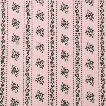 Baumwollstoff Trachten Blumen Ranken Punkte rosa khaki 1.50m Breite