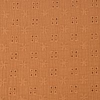 Double Gauze Musselin Lochstickerei Blumen einfarbig camel 1.35m Breite