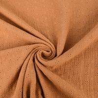 Double Gauze Musselin Lochstickerei Blumen einfarbig camel 1.35m Breite