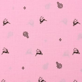 Baumwollstoff Trachten Blumen Hirsche Punkte rosa braun 1.50m Breite