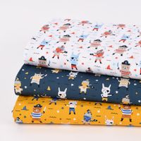 Baumwollstoff Popeline PIRATES Pirat Hase Bär Sterne dunkelblau grau ocker 1.45m Breite